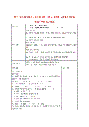 2019-2020年九年級化學(xué)下冊《第12單元 課題1 人類重要的營養(yǎng)物質(zhì)》學(xué)案 新人教版.doc