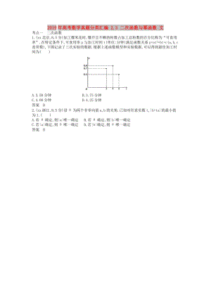 2019年高考數(shù)學(xué)真題分類匯編 2.3 二次函數(shù)與冪函數(shù) 文.doc