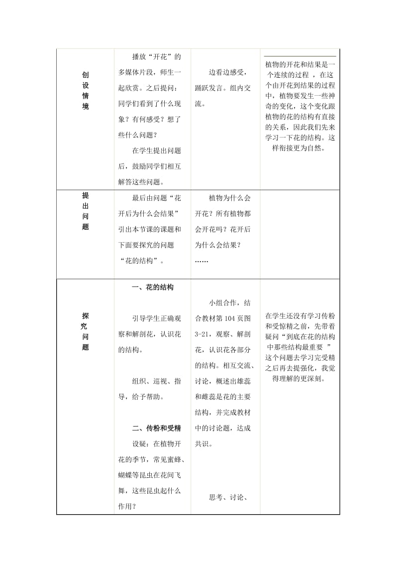 2019-2020年七年级生物上册 第三节 开花和结果教学设计 新人教版.doc_第2页