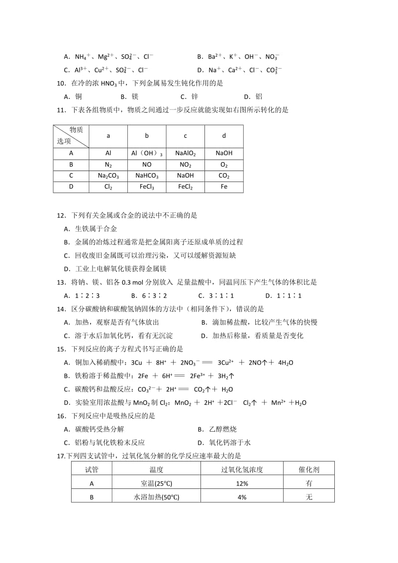 2019-2020年高考模拟卷（二）化学 含答案.doc_第2页