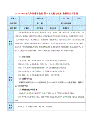 2019-2020年九年級化學(xué)全冊 第一單元復(fù)習(xí)教案 魯教版五四學(xué)制.doc