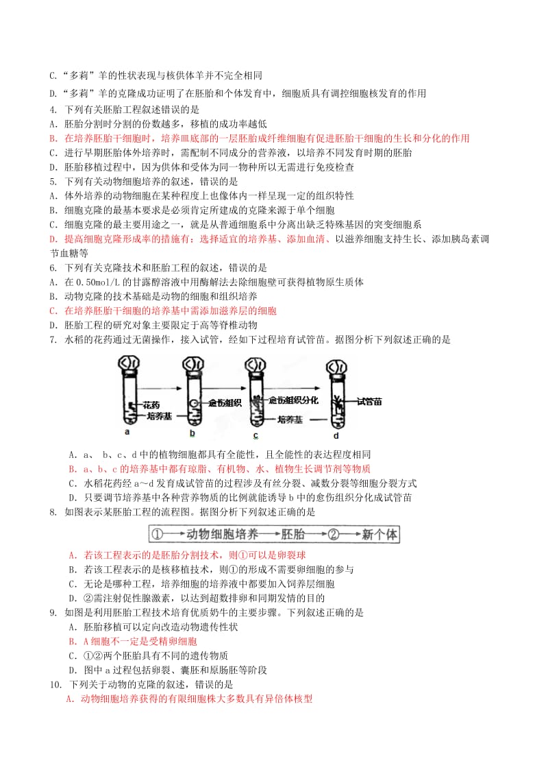 2019-2020年高考生物重点考点突破 克隆与胚胎.doc_第2页