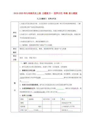 2019-2020年九年級歷史上冊 主題復(fù)習(xí)一 世界古代 學(xué)案 新人教版.doc