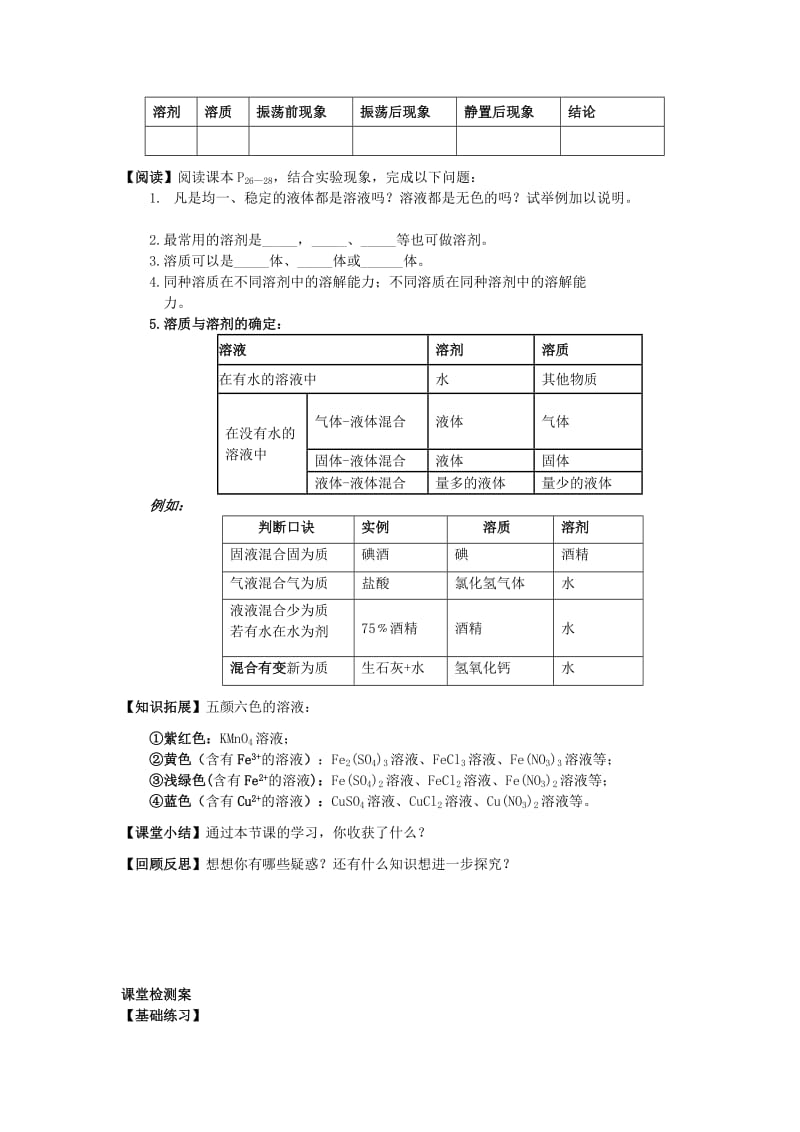 2019-2020年九年级化学《溶液的形成》导学案.doc_第2页