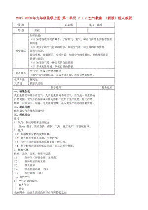 2019-2020年九年級化學(xué)上冊 第二單元 2.1.2 空氣教案 （新版）新人教版.doc