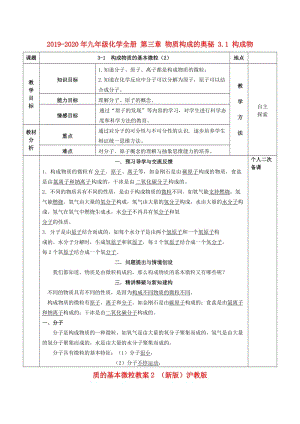 2019-2020年九年級化學(xué)全冊 第三章 物質(zhì)構(gòu)成的奧秘 3.1 構(gòu)成物質(zhì)的基本微粒教案2 （新版）滬教版.doc