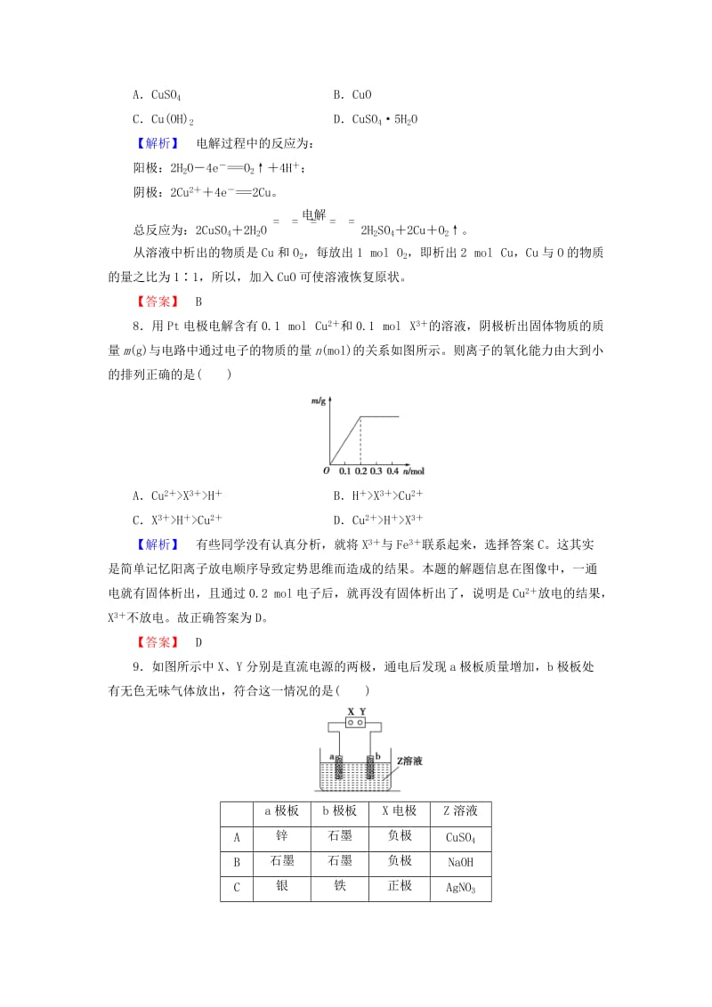 2019年高中化学 第4章 第3节 第1课时 点解原理课后知能检测 新人教版选修4.doc_第3页