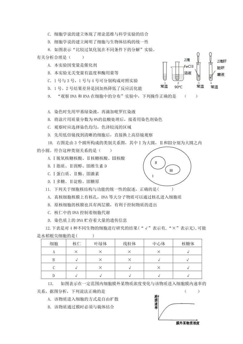 2019年高一上学期第三次月考生物试题 含答案.doc_第2页