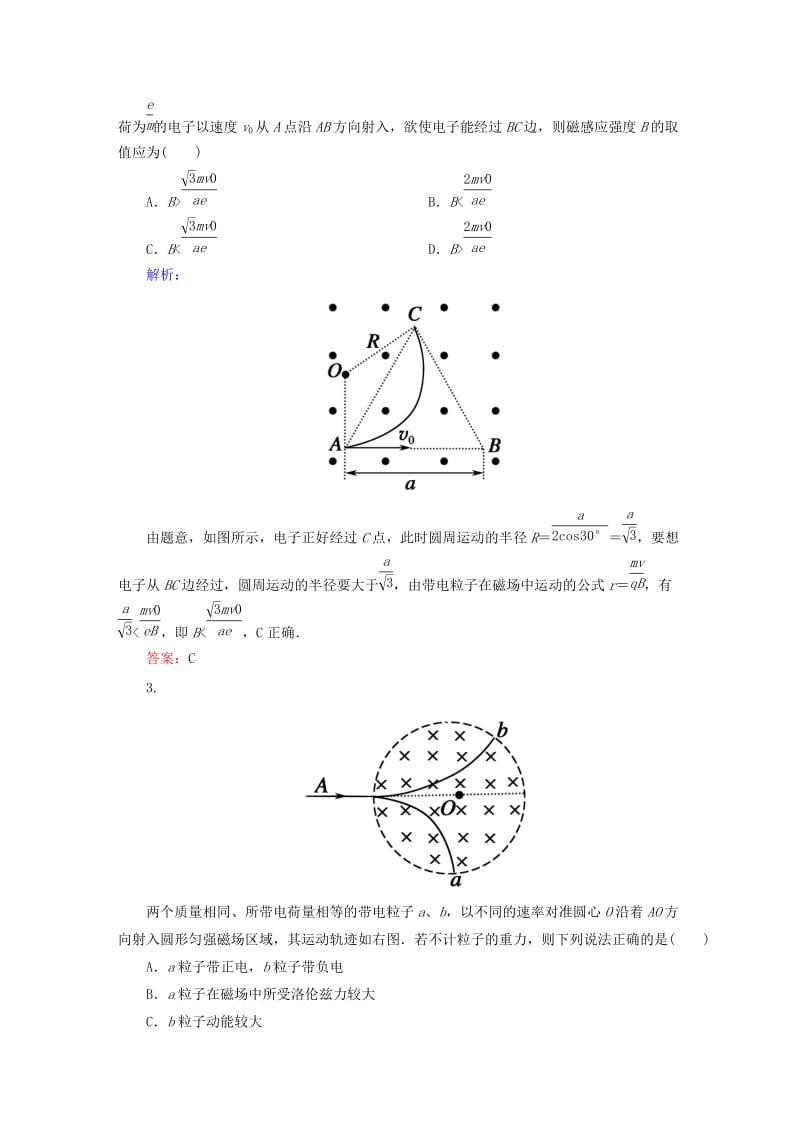 2019-2020年高考物理一轮复习 课时作业24 磁场对运动电荷的作用（含解析）.doc_第2页