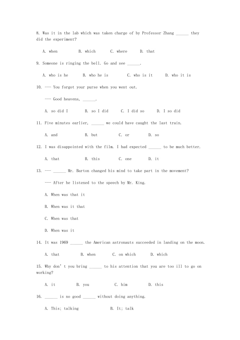 2019-2020年高考英语复习 it用法、句型及倒装40题.doc_第2页