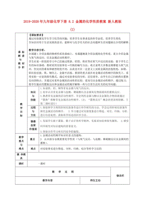 2019-2020年九年級化學(xué)下冊 8.2 金屬的化學(xué)性質(zhì)教案 新人教版 (I).doc