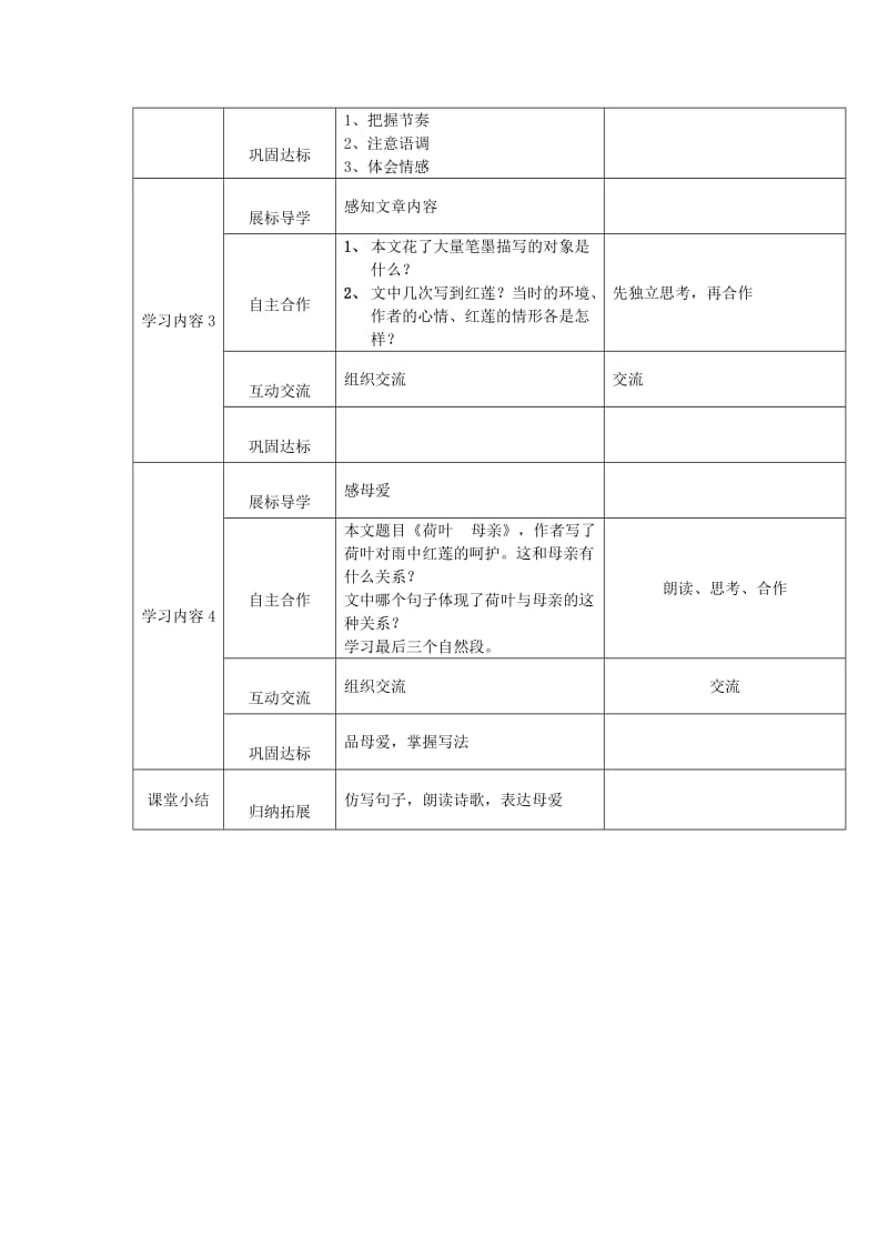 2019-2020年七年级语文上册 第4课《散文诗两首之荷叶母亲》教学案 （新版）新人教版.doc_第2页