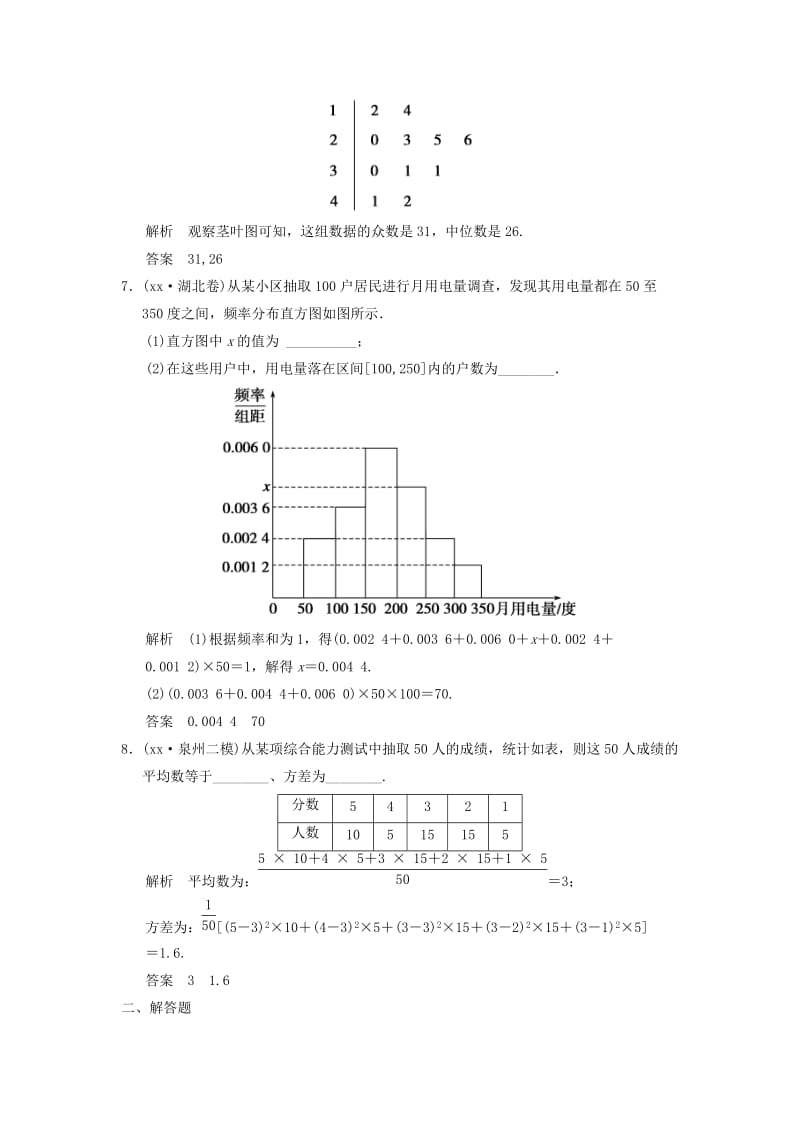 2019年高考数学一轮总复习 12.2 用样本估计总体题组训练 理 苏教版.doc_第3页