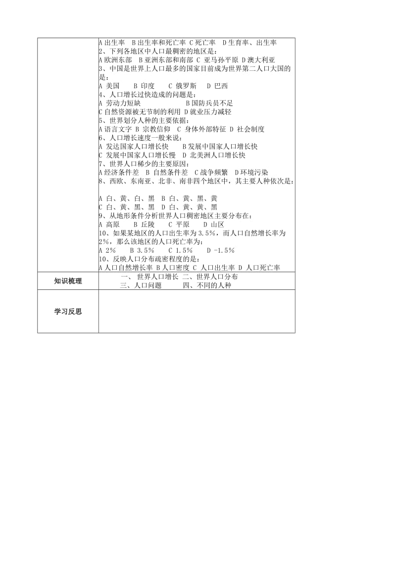 2019-2020年七年级地理上册 第1节《人口与人种》教案 新人教版.doc_第2页