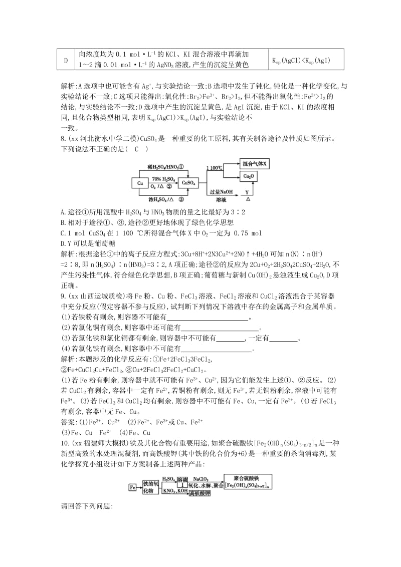 2019年高考化学一轮复习 专题3《从矿物到基础材料》第2单元 铁、铜的获取及应用课时训练 苏教版.doc_第3页