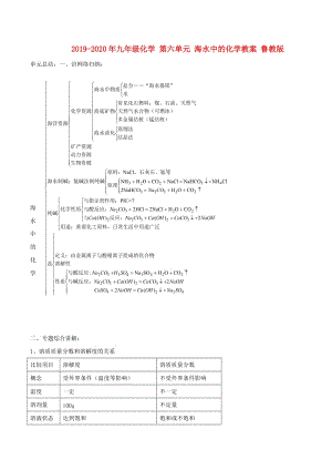 2019-2020年九年級(jí)化學(xué) 第六單元 海水中的化學(xué)教案 魯教版.doc