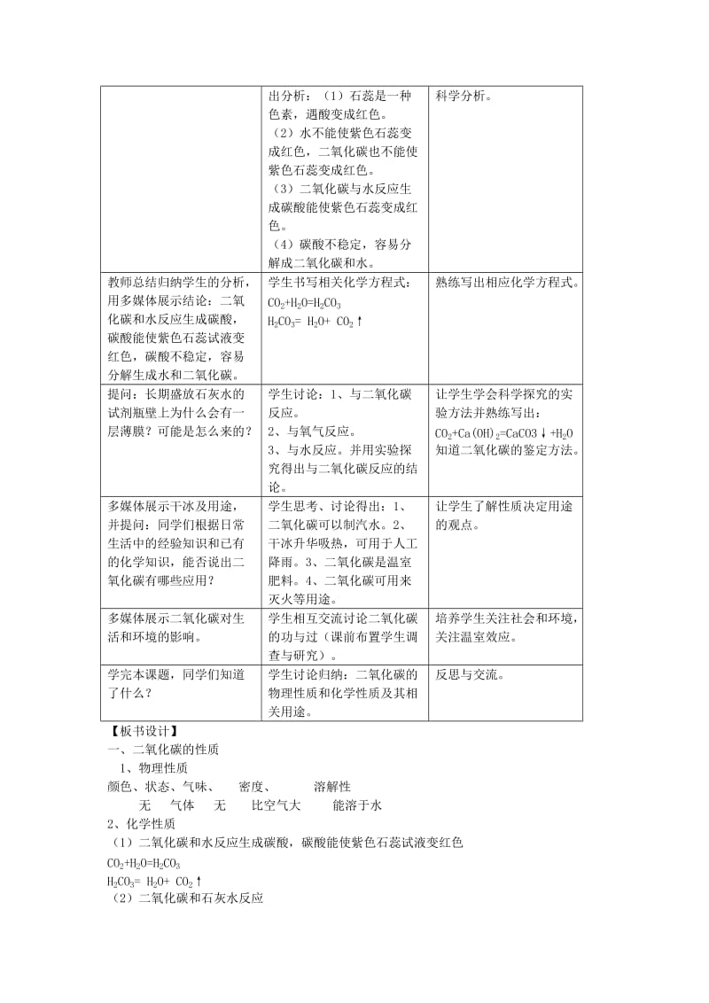 2019-2020年九年级化学上册 6.3 二氧化碳和一氧化碳教案 新人教版 (II).doc_第2页