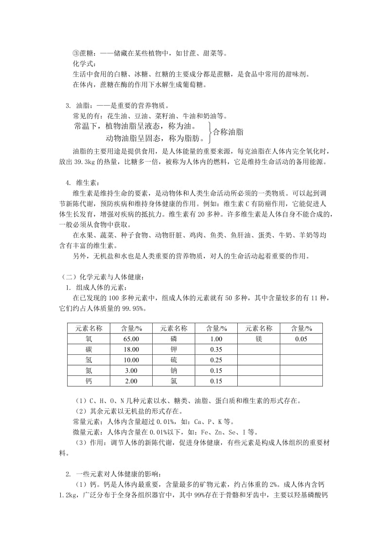 2019-2020年九年级化学 第十二单元 《化学与生活》教学设计 人教新课标版.doc_第3页