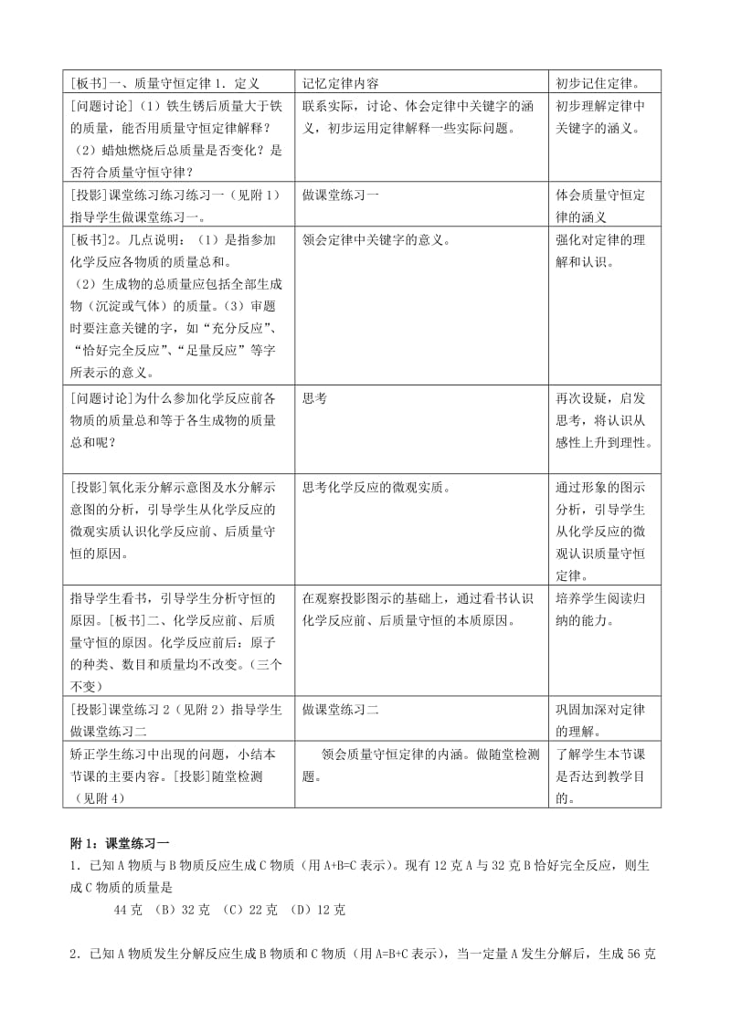 2019-2020年九年级化学上册 质量守恒定律教案 人教新课标版.doc_第2页