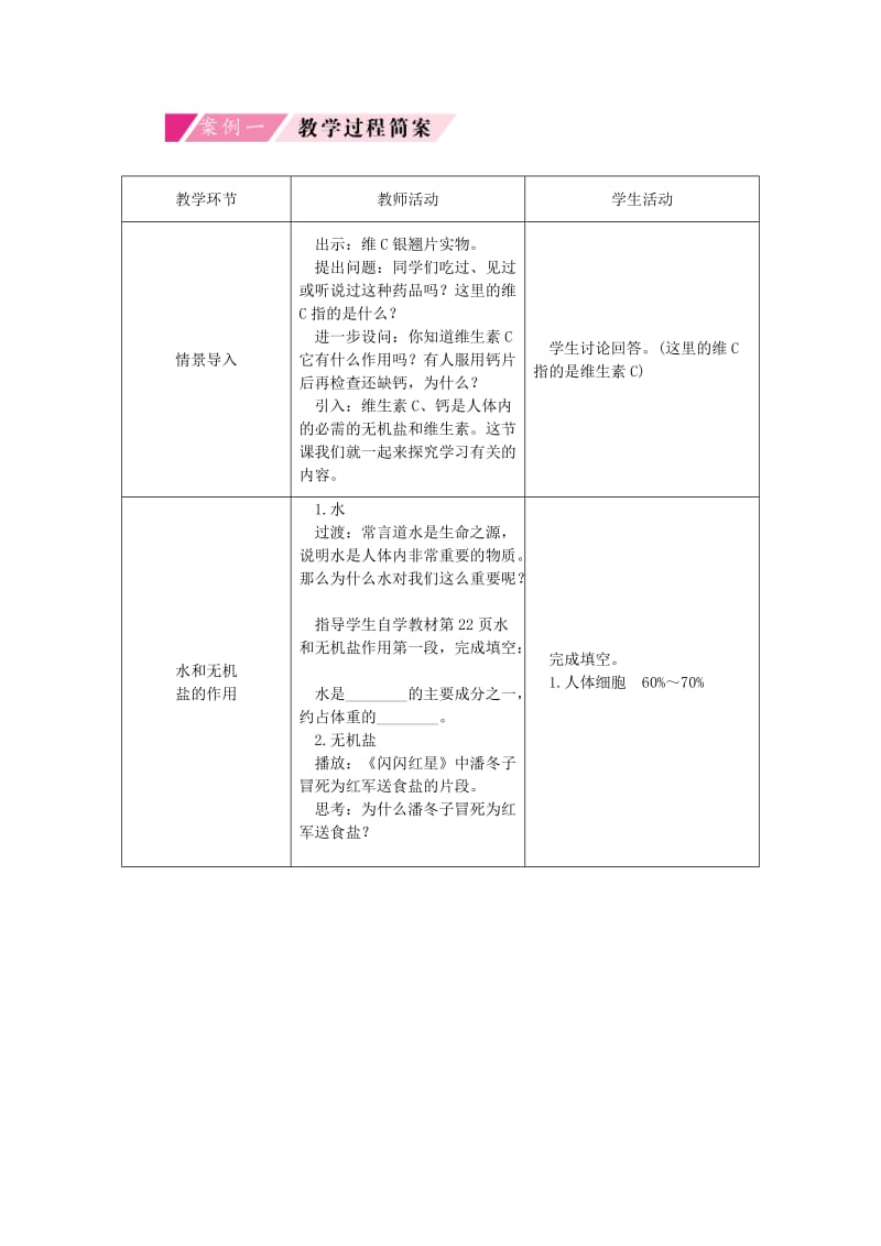 2019-2020年七年级生物下册 第四单元 第二章 第一节 食物中的营养物质授课典案2 （新版）新人教版.doc_第2页