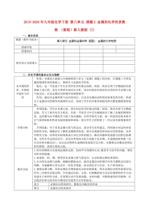 2019-2020年九年級(jí)化學(xué)下冊(cè) 第八單元 課題2 金屬的化學(xué)性質(zhì)教案 （新版）新人教版 (I).doc