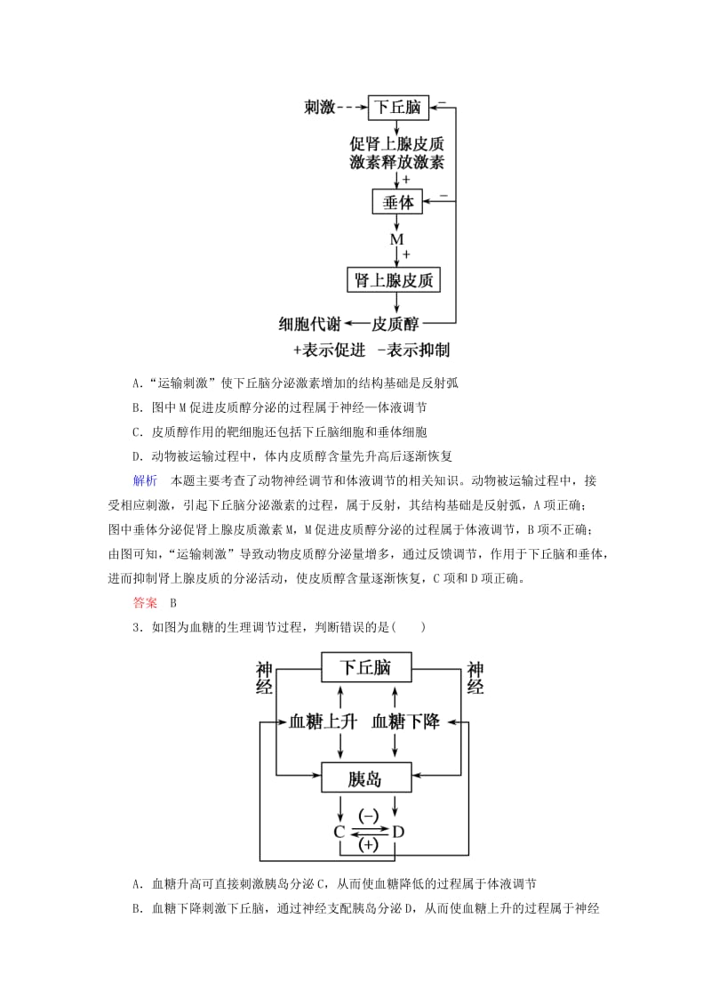 2019-2020年高考生物总复习 1.27通过激素的调节 神经调节与体液调节的关系双基考题 新人教版必修3.doc_第2页