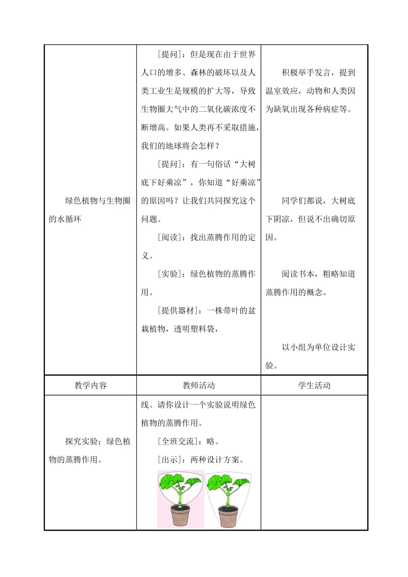 2019-2020年七年级生物上册 第7章第2节绿色植物与生物圈的物质循环教案 苏教版.doc_第3页