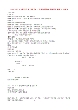 2019-2020年九年級(jí)化學(xué)上冊(cè)《3.1 構(gòu)成物質(zhì)的基本微?！方贪? 滬教版.doc