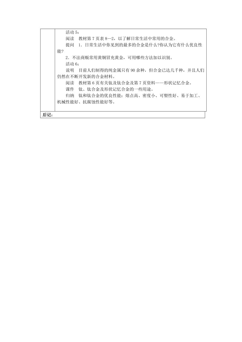 2019-2020年九年级化学下册 8.1 金属材料教案2 新人教版.doc_第3页