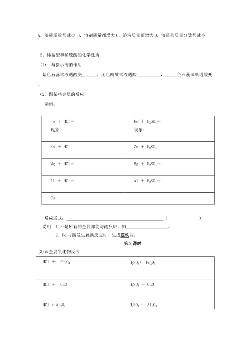 2019-2020年九年级化学全册 第七章 第二节 常见的酸和碱导学案（新版）沪教版.doc_第2页