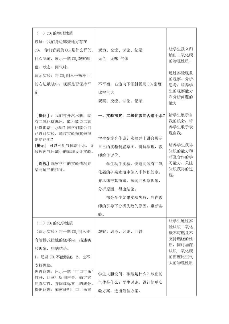 2019-2020年九年级化学全册 奇妙的二氧化碳教案 沪教版.doc_第3页