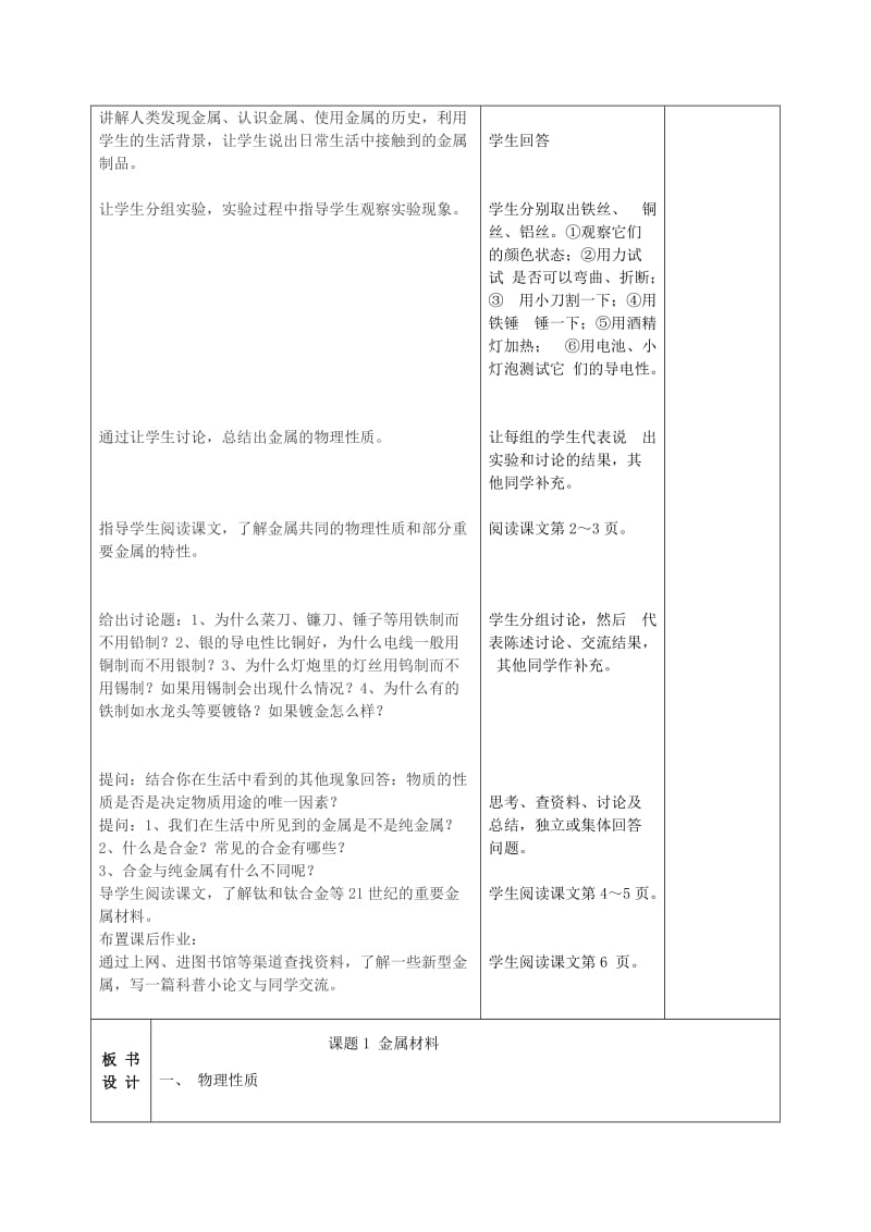 2019-2020年九年级化学下册 8.1 金属材料教案 新人教版 (II).doc_第2页