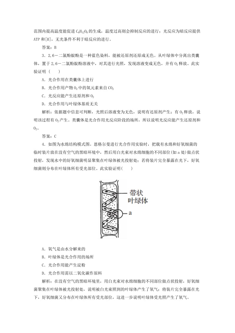 2019-2020年高考生物 第11讲 能量之源 光与光合作用限时规范特训 新人教版.doc_第2页