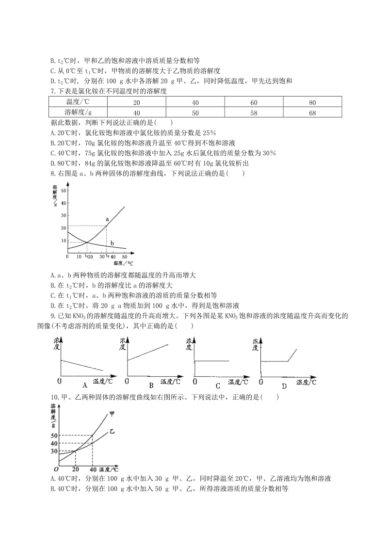 2019-2020年九年级化学下册第九单元溶液课题3溶液的浓度跟踪训练新版新人教版.doc_第2页