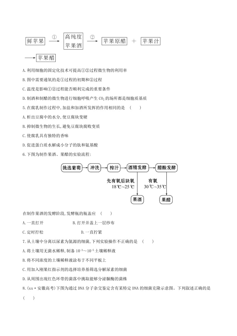 2019年高考生物一轮总复习 单元评估检测（十一）新人教版选修1.doc_第2页