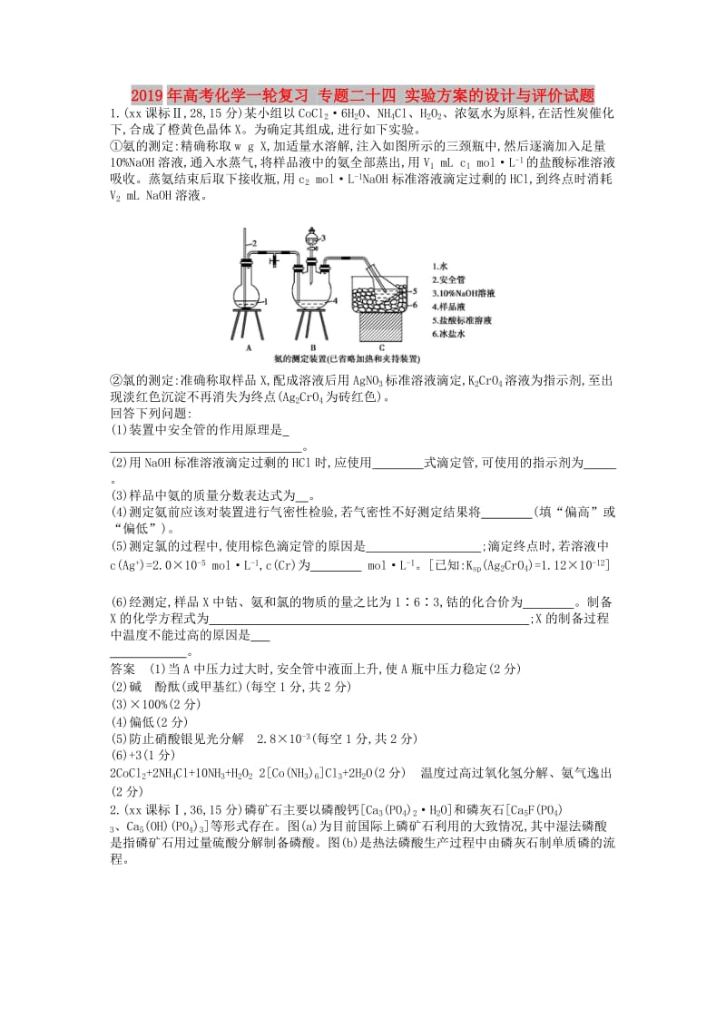 2019年高考化学一轮复习 专题二十四 实验方案的设计与评价试题.doc_第1页