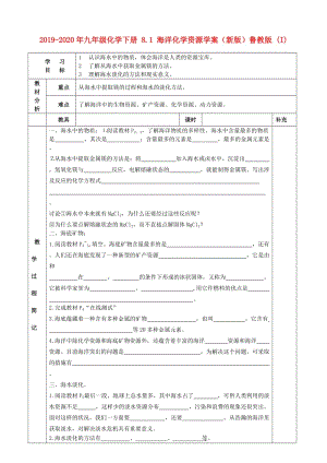 2019-2020年九年級化學(xué)下冊 8.1 海洋化學(xué)資源學(xué)案（新版）魯教版 (I).doc