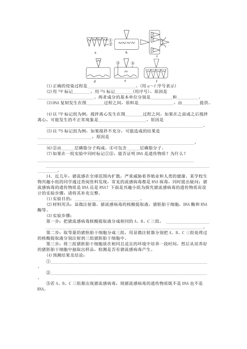 2019年高考生物总复习 遗传与进化 第3章 基因的本质课时检测 新人教版必修2.doc_第3页