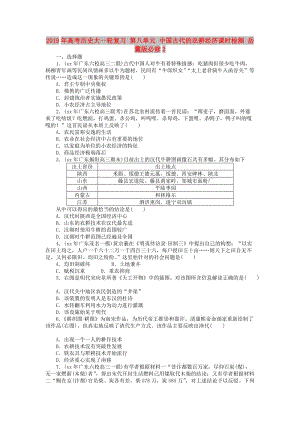 2019年高考?xì)v史大一輪復(fù)習(xí) 第八單元 中國古代的農(nóng)耕經(jīng)濟(jì)課時檢測 岳麓版必修2.doc