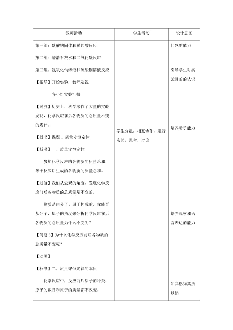 2019-2020年九年级化学上册 第五单元 课题1 质量守恒定律教案5 新人教版.doc_第3页