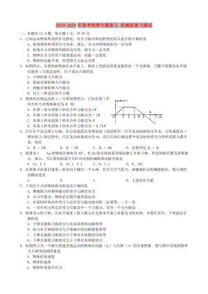 2019-2020年高考物理專題復(fù)習(xí) 機(jī)械能復(fù)習(xí)測試.doc