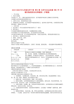 2019-2020年九年級化學(xué)下冊 第9章 化學(xué)與社會發(fā)展 第三節(jié) 環(huán)境污染的防治名師教案1 滬教版.doc