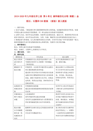 2019-2020年九年級化學上冊 第6單元 碳和碳的化合物 課題1 金剛石、石墨和C60教案 （新版）新人教版.doc