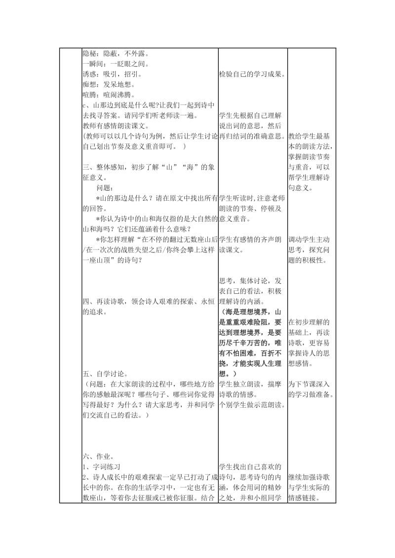 2019-2020年七年级语文上册 《在山的那边》教学设计2 人教新课标版.doc_第2页