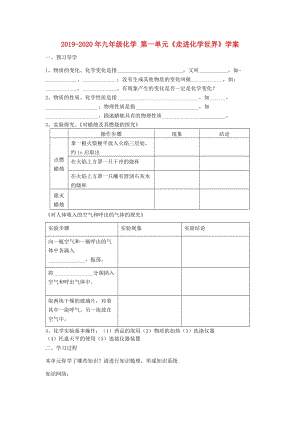 2019-2020年九年級化學 第一單元《走進化學世界》學案.doc