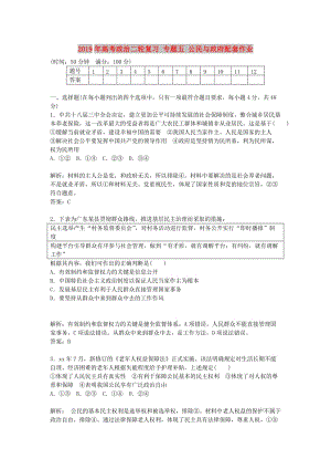 2019年高考政治二輪復習 專題五 公民與政府配套作業(yè).doc