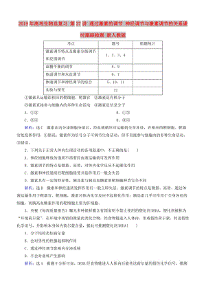 2019年高考生物總復習 第27講 通過激素的調(diào)節(jié) 神經(jīng)調(diào)節(jié)與激素調(diào)節(jié)的關(guān)系課時跟蹤檢測 新人教版.doc