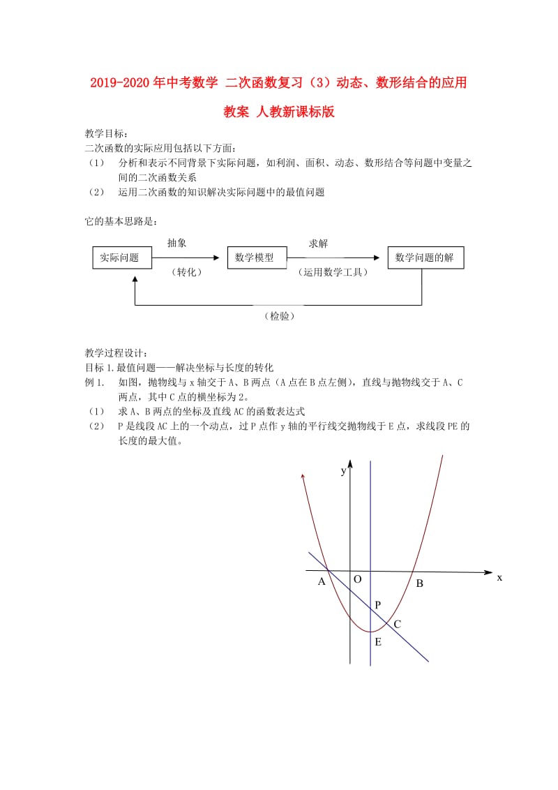 2019-2020年中考数学 二次函数复习（3）动态、数形结合的应用教案 人教新课标版.doc_第1页