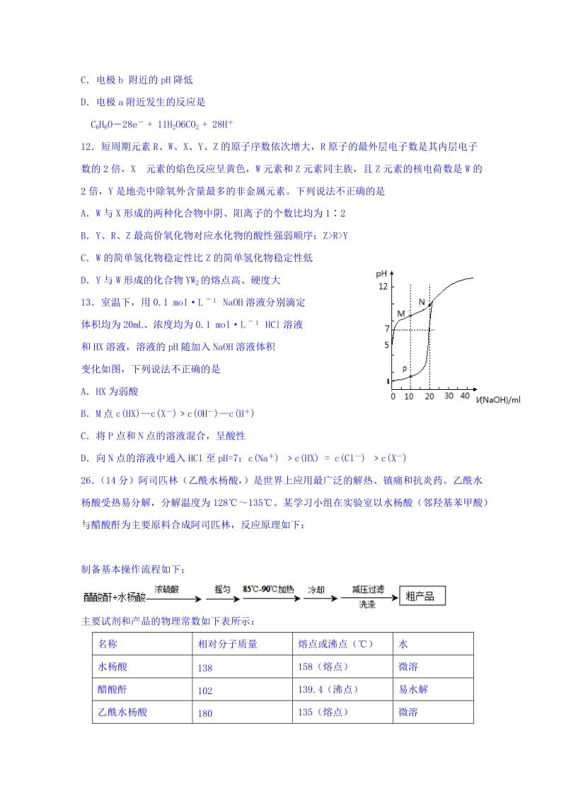 2019-2020年高考模拟试题（二）理综化学含答案.doc_第2页