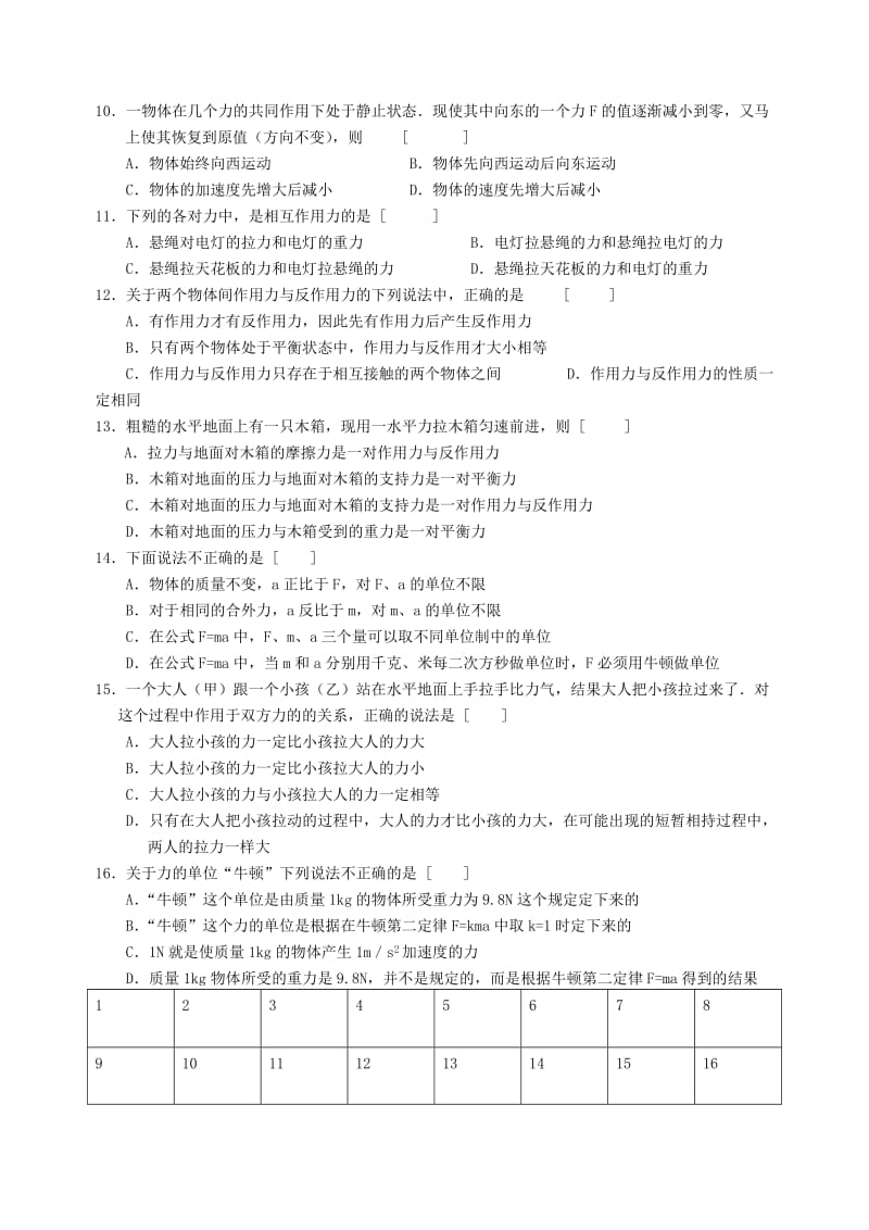 2019-2020年高考物理专题复习 第四章 牛顿运动定律.doc_第2页